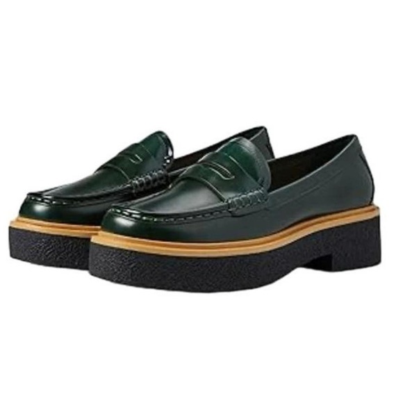 Loeffler Randall Shoes - Loeffler Randall Platform Penny Loafers Rikki Forest Sz 8 B (M)